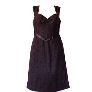 Rebecca Taylor Dress Purple Tweed Wool Silk Sheath